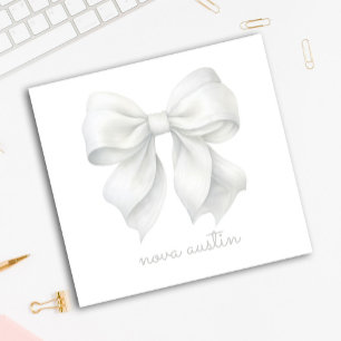 Post-it® Nœud Blanc Tendance Personnalisé Avec Nom Monogram