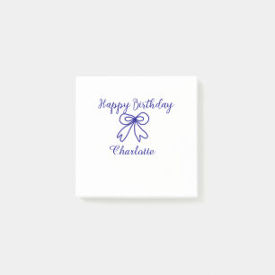 Post-it® Nœud bleu CUTIE AJOUTER NOM BÉBÉ joyeux anniversai