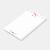 Post-it® Nœud rose coquette aquarelle joli nom personnalisé (Incliné)