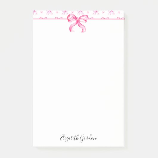 Post-it® Nœud rose coquette aquarelle joli nom personnalisé (Devant)