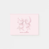 Post-it® Nœud Rose Tendance Personnalisé Avec Nom Monogramm (Devant)