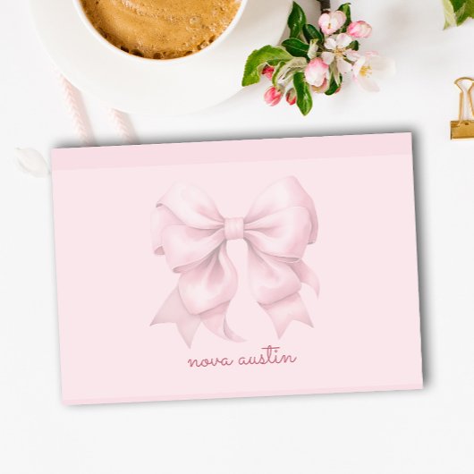 Post-it® Nœud Rose Tendance Personnalisé Avec Nom Monogramm