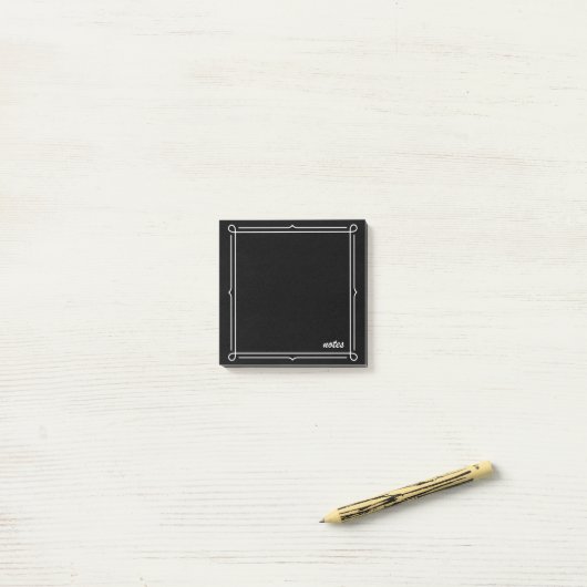 Post-it® Noir avec cadre blanc (Sur un bureau)