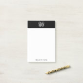 Post-it® Noir Blanc 3 Initiales Vigne Monogramme DIY Fond (Sur un bureau)