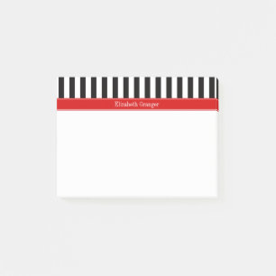 Post-it® Noir blanc bande rouge Nom du ruban Monogramme