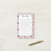 Post-it® Noir Blanc Cute Chat Coeur Rouge (Sur un bureau)