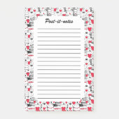 Post-it® Noir Blanc Cute Chat Coeur Rouge (Devant)