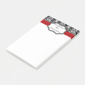 Post-it® Noir/Blanc Damask Rouge Ruban Enseignant/Femmes (Incliné)