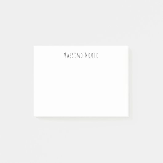 Post-it® Noir Blanc Élégant Simple Nom Propre (Devant)