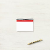 Post-it® Noir Blanc Marocain #5 Nom Monogramme Rouge (Sur un bureau)