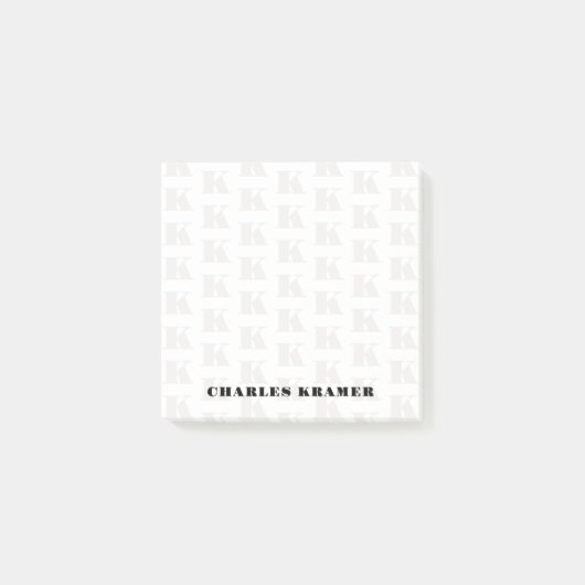 Post-it® Noir Blanc moderne Gras Monogramme initial (Devant)