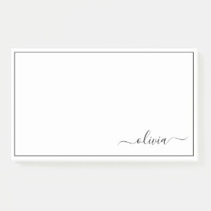 Post-it® Noir Blanc moderne Script Girl Monogramme Nom