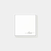 Post-it® Noir Blanc moderne Script Girl Monogramme Nom (Devant)