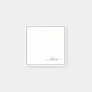 Post-it® Noir Blanc moderne Script Girl Monogramme Nom