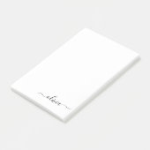 Post-it® Noir Blanc moderne Script Girl Monogramme Nom (Incliné)