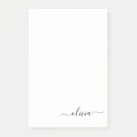 Noir Blanc moderne Script Girl Monogramme Nom