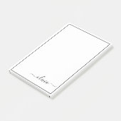 Post-it® Noir Blanc moderne Script Girl Monogramme Nom (Incliné)