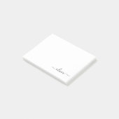 Post-it® Noir Blanc moderne Script Girl Monogramme Nom (Incliné)