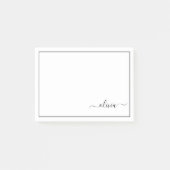 Post-it® Noir Blanc moderne Script Girl Monogramme Nom (Devant)