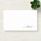 Post-it® Noir Blanc moderne Script Girl Monogramme Nom (Bureau)