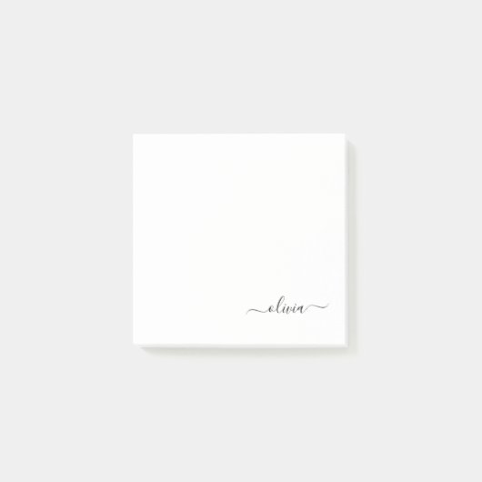 Post-it® Noir Blanc moderne Script Girl Monogramme Nom (Devant)