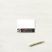 Post-it® Noir Blanc Rouge Inverse Swirl Personnalisé (Sur un bureau)