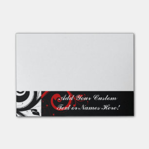 Post-it® Noir Blanc Rouge Inverse Swirl Personnalisé