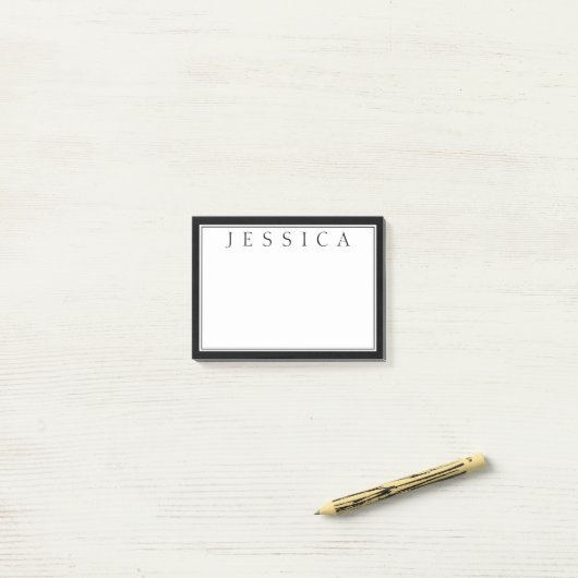 Post-it® Noir & Blanc | Votre nom (Sur un bureau)