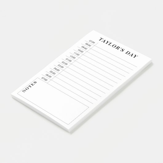 Post-it® Noir et blanc 7h-19h Planification quotidienne (Incliné)