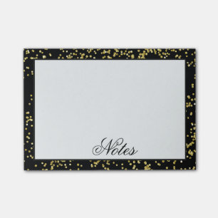 Post-it® Noir et confettis d'or personnalisés