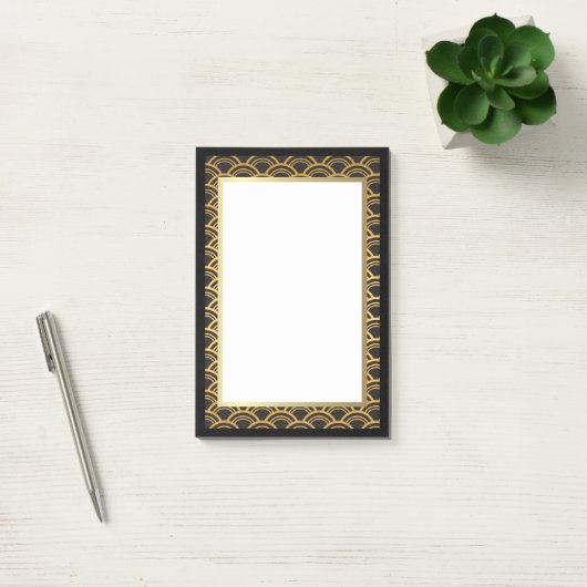 Post-it® Noir et frontière d'art déco d'or (Bureau)