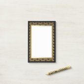 Post-it® Noir et frontière d'art déco d'or (Sur un bureau)