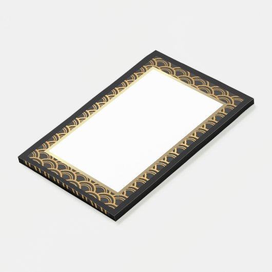 Post-it® Noir et frontière d'art déco d'or (Incliné)