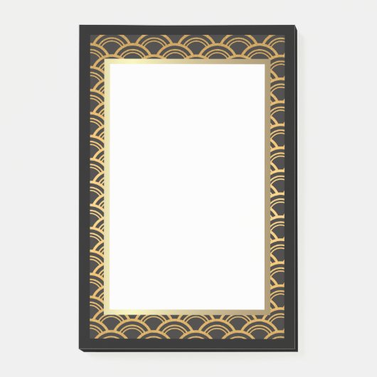Post-it® Noir et frontière d'art déco d'or (Devant)