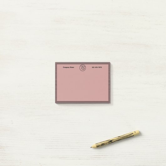 Post-it® Noir et rose Monogramme Swag Promotionnel (Sur un bureau)