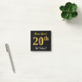 Post-it® Noir, Faux Gold 20e anniversaire, avec nom personn (Bureau)