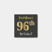 Post-it® Noir, Faux Gold 96e anniversaire, avec nom personn (Devant)
