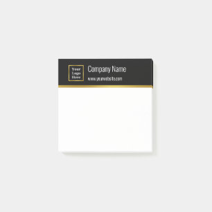 Post-it® Noir moderne Blanc & Or Votre Logo Ici Modèle