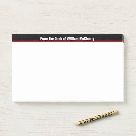 Post-it® Noir moderne de monogramme de note de bureau, (Sur un bureau)