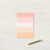 Post-it® Nom à rayures rose vif moderne Post-It Notes (Sur un bureau)