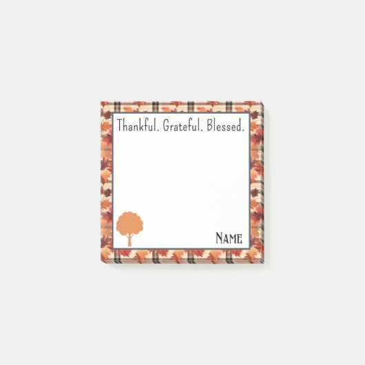 Post-it® Nom, automne Plaid Feuilles bénis (Devant)