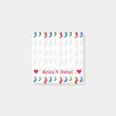 Post-it® Nom ; Bas rouges, bleus et verts de Noël (Devant)