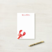 Post-it® Nom blanc de crustacés de homard rouge (Sur un bureau)