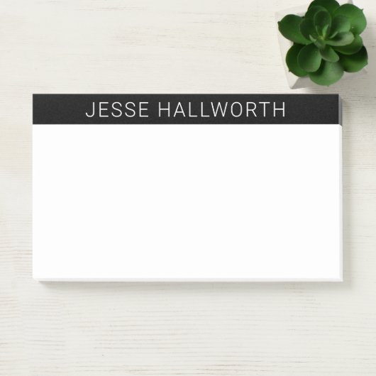Post-it® Nom blanc moderne ou commerce en noir (Bureau)