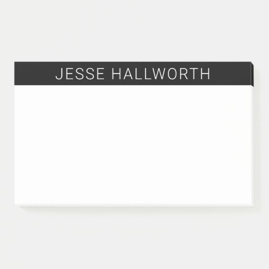 Post-it® Nom blanc moderne ou entreprise sur fond noir (Devant)