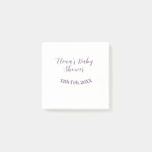 Post-it® nom date de baby shower violet élégant simple