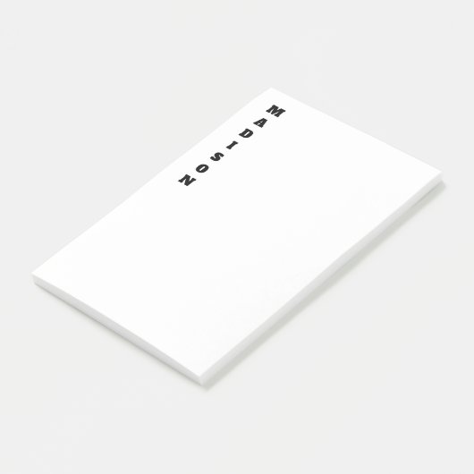 Post-it® Nom de calligraphie élégant noir et blanc (Incliné)