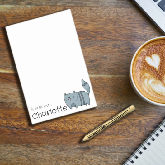 Post-it® Nom de chat de dessin animé bleu mignon