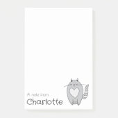 Post-it® Nom de chat de dessin animé gris mignon (Devant)