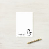 Post-it® Nom de chat de dessin animé noir blanc mignon (Sur un bureau)